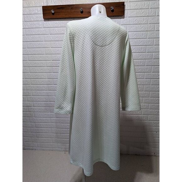 Miss Elaine Women's Green Long Sleeve Snap Button Quilted Sleep Dress Size Small - Picture 3 of 4